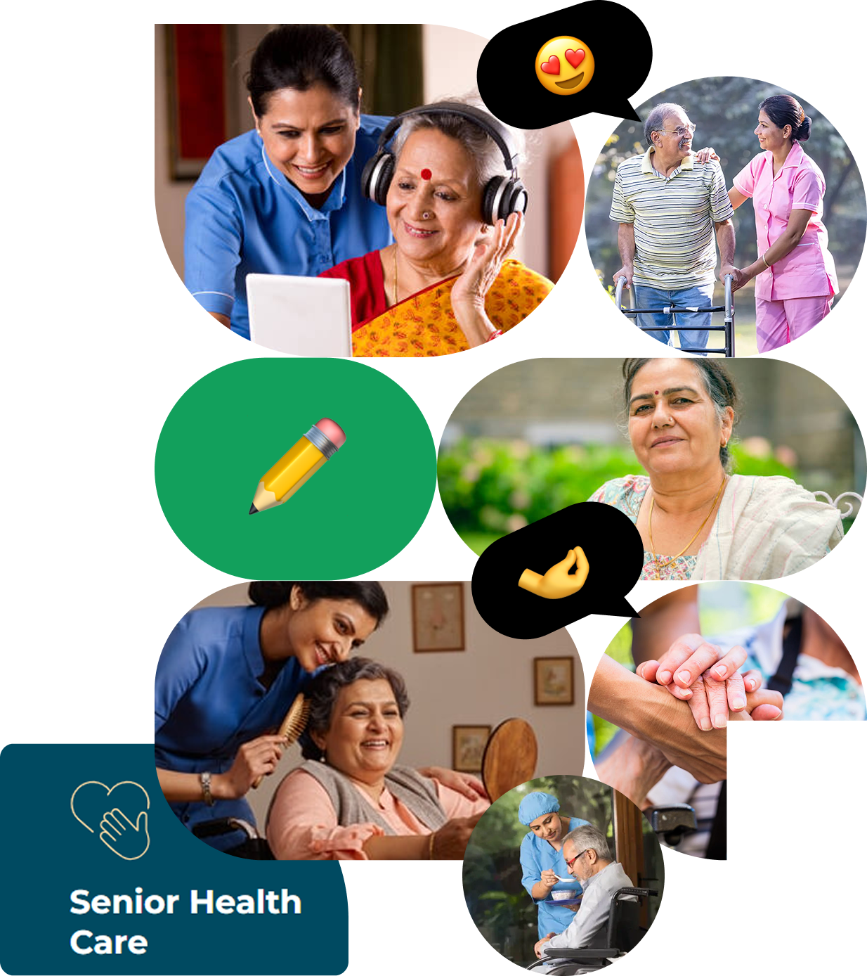 Elderly person with caregiver