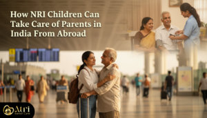 NRI family departure with continued elder care support